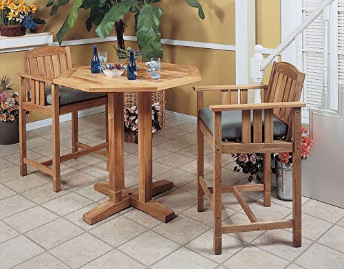 kingrattan.com Premium Top Grade Teak Outdoor Bar Stool Table 3 Piece Set