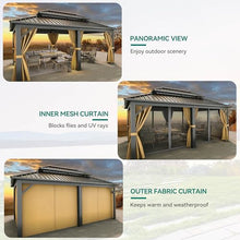 YITAHOME Hardtop Gazebo Aluminum Double Roof Galvanized Iron Steel Top