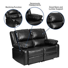 Emma + Oliver Black Faux Leather Loveseat with Built-in Recliners