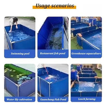 Pool Above Ground, Canvas Fish Pond Pool with Metal Bracket Round Large Fold Aquarium Children's Pool Fish Tank for Koi Culture Agricultural Irrigation (Color : Blue, Size : 1x2x0.8m)