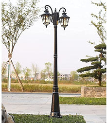 iumLeap 200Cm Black Garden Lamp Post Light Outdoor Pillar Lamp 2-Head Exterior Pole Light Glass Lantern Bollard Path Lamp Waterproof Ip65 Street Light Mains Powered Pathlight