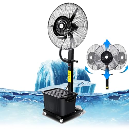 CUTPOIY Portable Oscillating Misting Fan with 42L Tank, 3 Speeds for Patio Cooling, 30in, Fixed-750mm (30in)