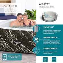Bestway SaluSpa Hawaii EnergySense Smart Luxe AirJet Inflatable Hot Tub Spa Black Marble