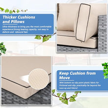 Shintenchi 7 Piece Outdoor Patio Furniture Set with Silver PE Rattan, Khaki