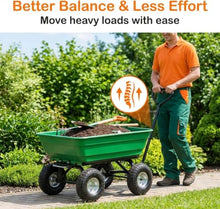 Garden Cart Wagon Heavy Duty with Tipping Bed, 75l Dump Cart for Yard Work, 4 Wheel Wheelbarrow Alternative for Lawn Garden Farm Hauling Soil Gravel Tools