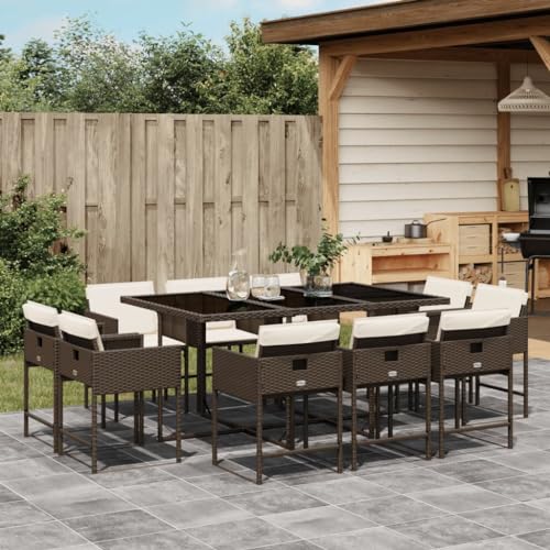 AMBERARD Patio Dining Set Set of 10 Brown Furniture Set