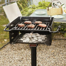 Pilot Rock Heavy Duty Steel Outdoor BBQ Charcoal Grill with 360 Degree Swivel Post Black
