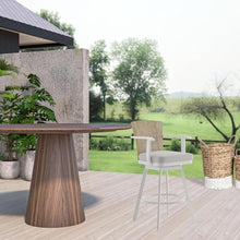 HomeRoots 40" Gray Metal Swivel Outdoor Counter Height Bar Chair with Footrest Grey