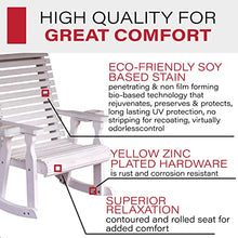 Amish Heavy Duty 600 Lb Roll Back Pressure Treated Rocking Chair with Cupholders (Semi-Solid White Stain)
