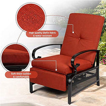 Skiway Outdoor Patio Recliner with Hand-Woven Wicker, Rust-Resistant Frames and Small Side Table Set of 3(Red), 2 seats