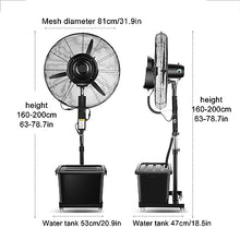 GAZOGJ Misting Fans for Outside, Industrial Pedestal Fan, Cooling Misters Features, 3-Speed/42L Water Tank, One-Touch Shaking Head, 4 Wheels, for Industrial, Commercial, Re