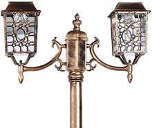 Xinmeiyue Antique Bronze Solar Lantern Post Light - 2-Lights Decorative Outdoor Column Lamp for Garden, Garage, and Courtyard(2.8m)