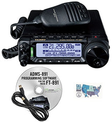 YAESU Radio Accessory Bundle - FT-891 HF/6M Transceiver, RT Systems Software/Cable, Ham Guides Quick Reference Card Black