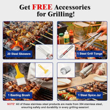 LMAOSS Rotisserie Grill, 51 Inch Stainless Steel Charcoal Spit Roaster with Electric Motor, Outdoor Barbecue Grill with Lockable Casters, Heavy Duty BBQ Grill for Whole Chicken Turkey Pig Lamb