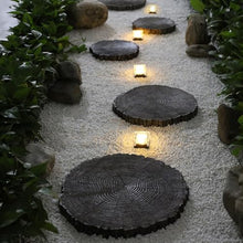 zktoermn Round Garden Stepping Stones, Outdoor Decorative Path Stones, Step Stone with Wood Grain for Flower, Beds Lawn, Landscaping Stones(35x35x5cm)