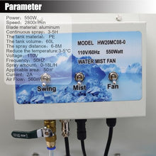 HayWHNKN Oscillating Misting Cooling Spray Fan Industrial Electric Misting Fan Humidification and Watering 560m³/min 60L Water Tank