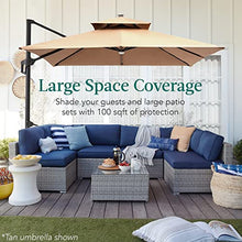 Best Choice Products 10x10ft Cantilever Patio Umbrella w/Base Included, Solar LED Lights 360 Rotation Large Offset Hanging Outdoor Shade for Deck Pool Backyard w/Stand – Burgundy