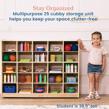 ECR4Kids 25 Cubby Mobile Tray Storage Cabinet Natural