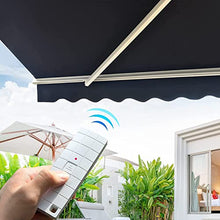 Diensweek 12'x10' Patio Awning Retractable, Fully Assembled Motorized Electric Commercial Grade - Quality 100% Dope-Dyed Acrylic Window Door Sunshade Shelter - Deck Canopy Balcony (12'x10', Navy Blue)