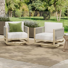 Christopher Knight Home Carlis Outdoor Acacia Wood Swivel Club Chair Set of 2 with Removable Cushion, 360° Rotating Patio Armchair for Garden, 360° Swivel Accent Chair, Light Teak+Cream