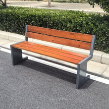 HAIFENGT 2-3 Person Metal Outside Bench with Backrest
