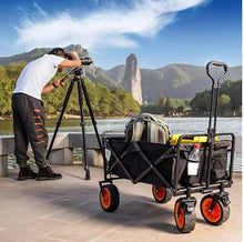 Collapsible Wagon Folding Garden Trolley Cart Heavy Duty Wagon Shopping Cart for Outdoor Camping Fishing Pull Truck Garden Cart