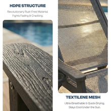 Outdoor HDPE Chaise Lounge Chairs Set of 6, Textilene Pool Loungers