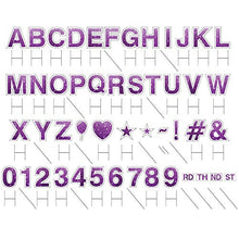 Alphabet Yard Letter Sign Set – Includes Letters, Numbers, and Special Characters – 84pcs Total – Includes Multiples of Common Characters – Weather-Resistant Corrugated Plastic (Faux Glitter Purple)