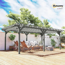 Outsunny 12' x 20' Outdoor Pergola, Wood Gazebo w/Stable Structure Gray