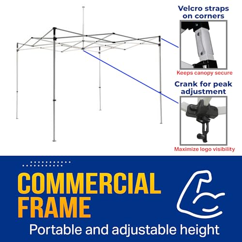 Dot4Dot Custom Canopy with Logo for 10x10 Pop Up Tent Heavy Duty Canopy + Frame + Backwall