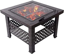 Garden Fire Pit Grill Bowl Grill Barbecue Rack Outdoor Fire Pit, Metal Fire Bowl Fireplace Backyard Patio Garden Stove with Spark Screen and Safe Poker, Fire Pits for Outside, Bonfire