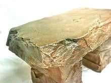"Garden Bench" Cast Stone Granite Rock Bench 3 Piece, Patio Furniture, Concrete Bench Hand Sculpted Rustice Garden Decor