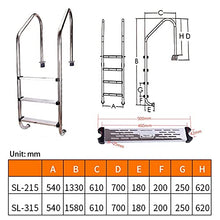 Swimming Pool Handrail Stainless Steel Pool Ladder Tube Wall Thickness 1mm for Pool Entry Need to be Embedded/Silver / 3 Step (Silver 3 Step) (Silver 2 Step)