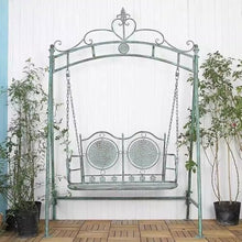 FYorbitH bancas de Patio Exterior Outdoor Garden Iron Swing Chair, Balcony Decoration Cradle Double Chair, Suitable for Terrace Park