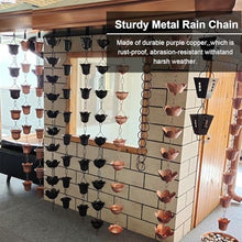 WDJBPSH Retro Copper Rainwater Diverter, 16 13 11 9 6 5 ft Long Decorative Eaves rain Chain for Outdoor Garden Gutter Downspout, Lotus Shape(Style B,3m/9.8ft)