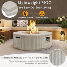 Merax 38'' MGO Propane Outdoor Fire Pit with Vertical Stripe Design, Beige