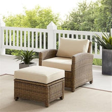 Afuera Living 2-Piece Wicker Armchair & Ottoman Sand and Brown