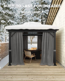 GarveeLife Hardtop Gazebo 10 ft x10 ft for All Weather, with Double Metal Roof, Aluminum Alloy Frame, Net, and Curtain, Permanent Building for Patio, Deck, Backyard, Lawn, and Garden