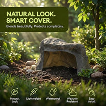 Artificial Rock Cover – Weather-Resistant Fiberglass Garden Landscape Utility Concealer Slate Gray Finish for Pumps, & Irrigation Systems, Cave