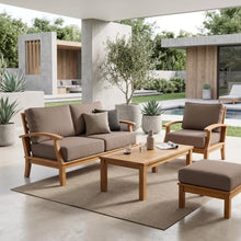 Hives & Honey Pavilion 57" Outdoor Teak Loveseat Sofa with Cushions, Grade-A Teak Patio Couch, Weather-Resistant Deep Seating for Patio, Deck, Garden – Tan