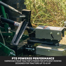 Titan Attachments 3 Point Trimmer Lawn Mower Attachment, Fits Cat 1 Tractors, PTO Powered up to 45 HP, Spring Loaded Mowing Arm, Pivoting Deck, Adjustable Wheel Height