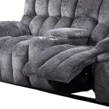 Benzara Manual Recliner Loveseat, Pillow Tufted Dark Gray, 81 Inch