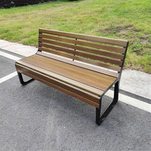 GRFIT Outdoor Bench Garden Bench for Outdoors, Wooden Chair with Cast Aluminium Frame, Chair with Back for Balcony, Patio and Park Garden Bench (Small)