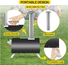 KJLYLPP 12"" Outdoor Portable Pizza Oven, Reaches 500°C in 15 Minutes, Authentic Wood Fire Pizza & Chargrill BBQ Cooker, Stone Bake Pizza in 60 Seconds, Includes Paddle