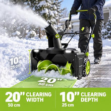 Snow Blower Cordless, 40V Snowblower Battery Powered 3500 W Brushless Motor, 20" Path, 25ft Max Throw, LED Lights for Driveway and Entryway