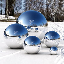 LXBAMKEA Stainless Steel Gazing Ball, Mirror Reflective Balls, Indoor Outdoor Garden Christmas Hollow Out Decor Crafts Ornaments, Floating Pond Balls, Home Yard Lawn Seamless Sphere (Color : Silver,