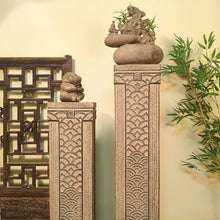 ARCVOX Traditional Asian Chinese Garden Pedestal Column, Synthetic Stone Design, Versatile Pedestal for Home and Garden Decor(Size XL)