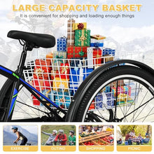 NAIZEA Adult Mountain Tricycle 7 Speed Three Wheel Cruiser Bike 24/26/27.5 Inch Trikes with Shopping Basket Black Blue Green