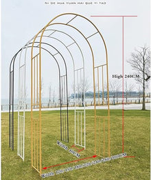 Metal Garden Arch Wedding Arch, Iron Arbor for Climbing Plants, Roses Vines, Outdoor Pergola for Backyard Decoration(3m/9.8ft)