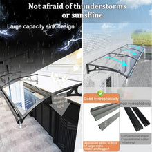 Patio Door Awning Heavy Duty Impact Resistant Polycarbonate with Aluminum Supports Expandable Canopy Front Door Window Brown 60x160cm/24x63in